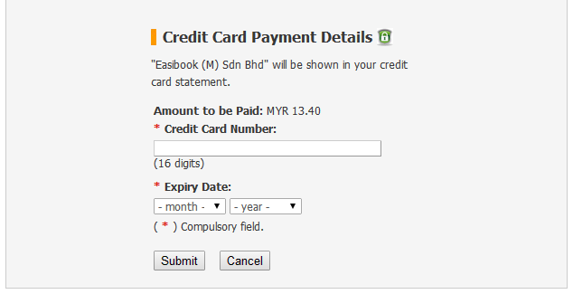 Credit Card Payment Page