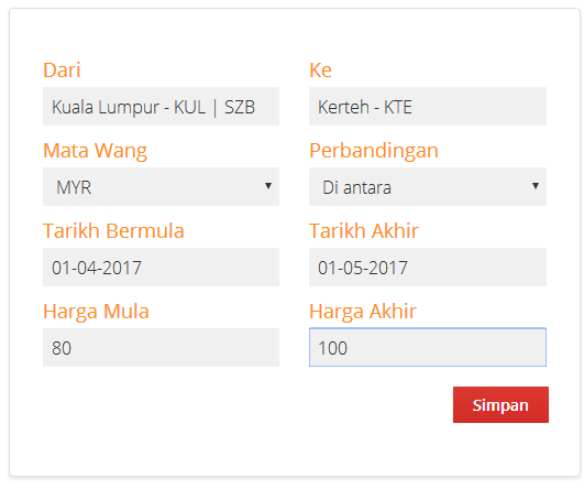 Tiket Flight KL ke Kerteh Price Alerts